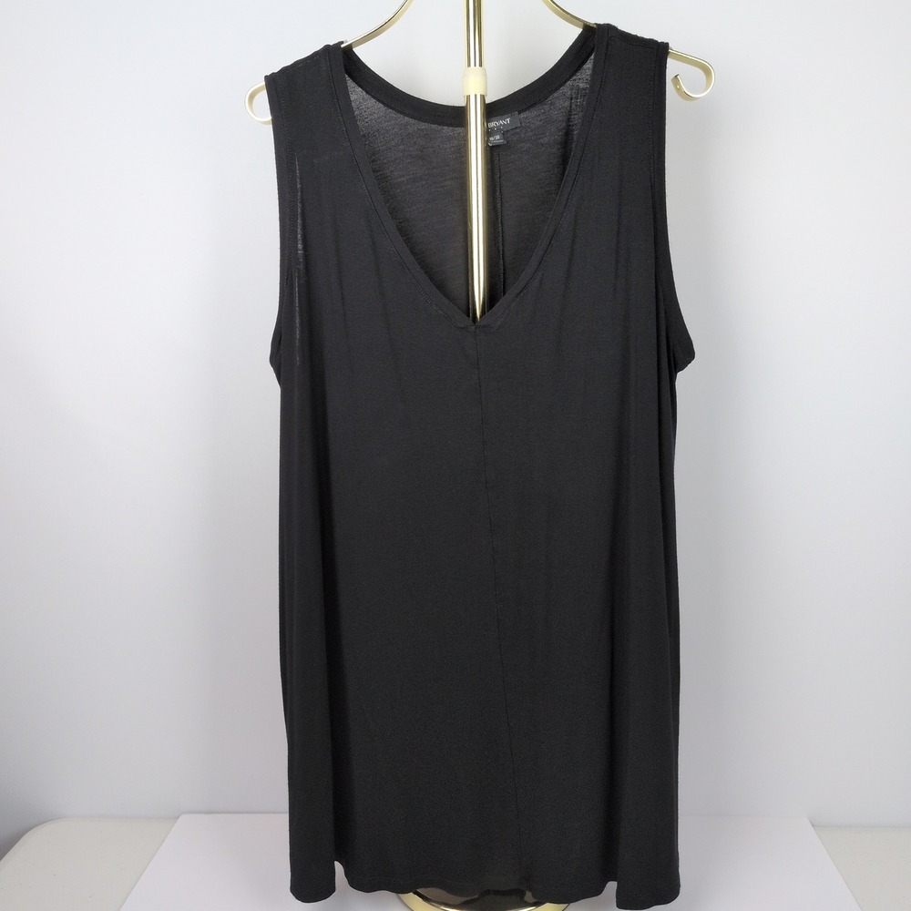 Lane Bryant Women 18/20 Swing V-Neck Tank Top Black Sleeveless Plus Jersey Knit